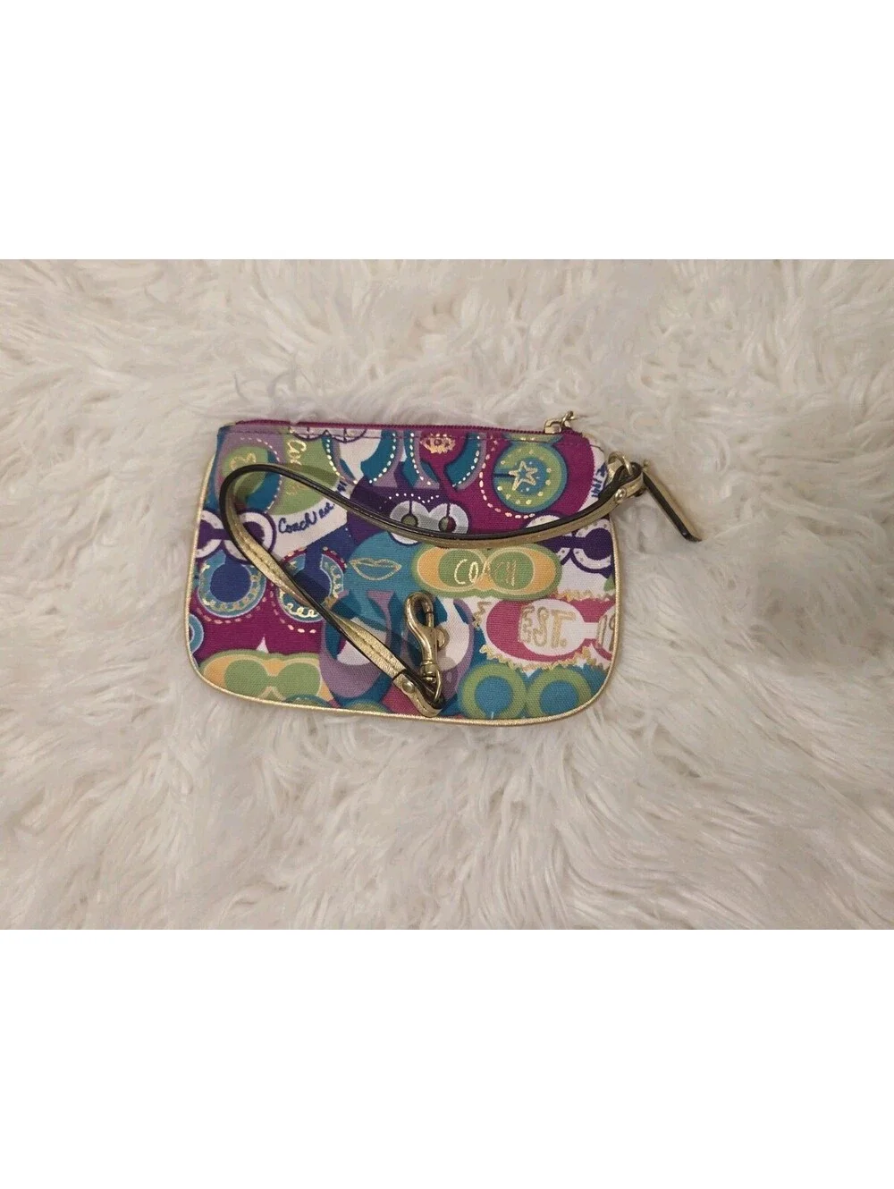 Coach Canvas Poppy Graffiti Wristlet